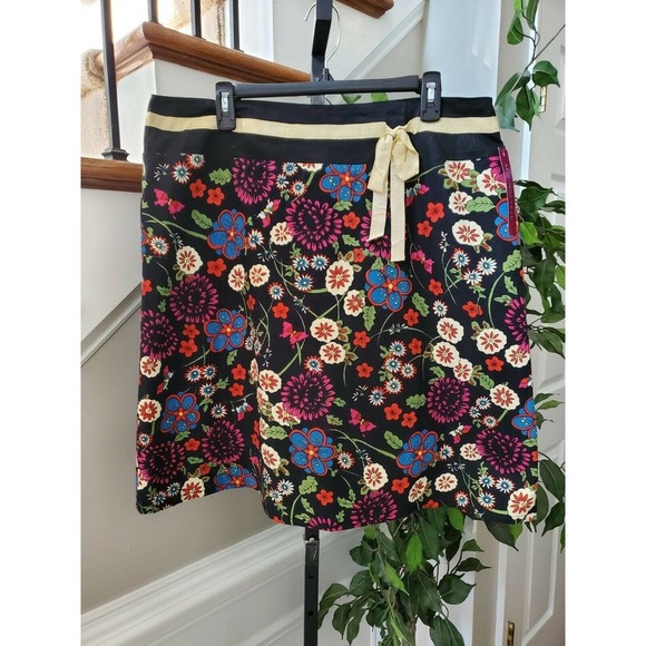 Mix Nouveau Women's Black Floral 100% Cotton Pull on A-Line Casual Skirt Size 16 - Picture 10 of 10